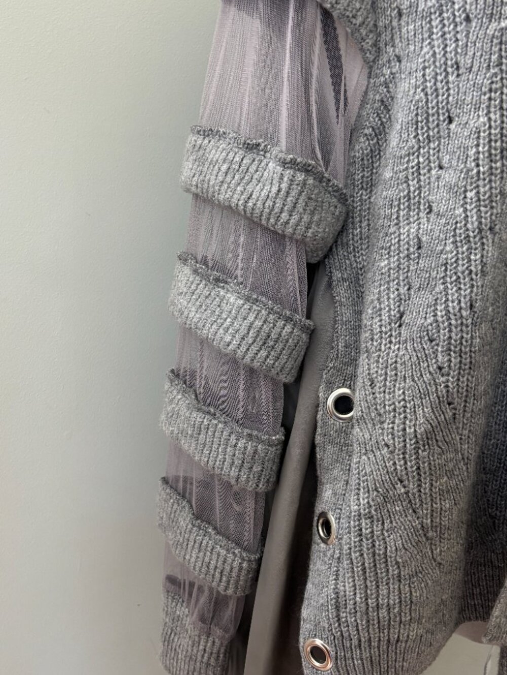 Dqmane Avant-Garde Knit Cardigan — Grey, size XS NWT - Picture 2 of 7